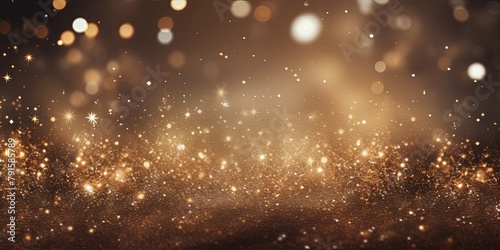 Tan glitter texture background with dark shadows, glowing stars, and subtle sparkles with copy space for photo text or product, blank empty copyspace