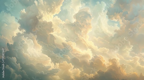 The celestial beauty of clouds in art AI generated illustration