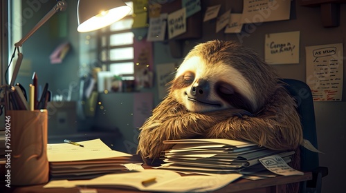 Sloth at Desk