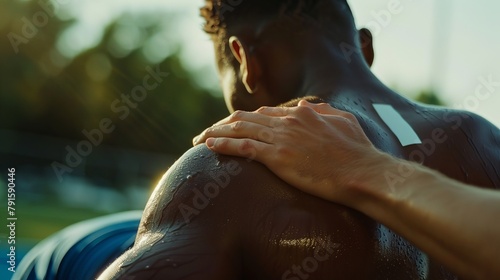 Athlete receiving back massage from therapist