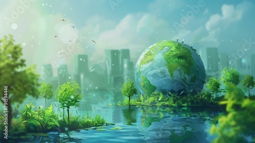 The tree and the planet earth. The concept of environmental protection, taking care of the planet. The force of nature. The greenhouse effect. Eco-friendly background