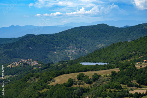 Mountain landscape along the road to Foce Carpinelli, Tuscany, Italy