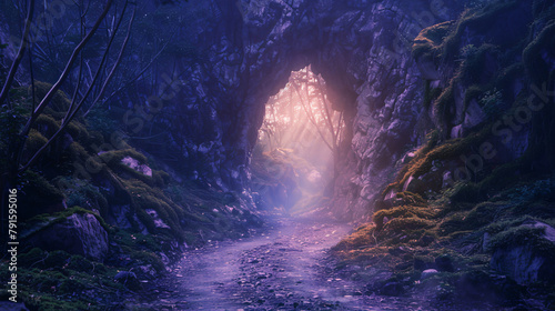 Mysterious fantasy photo background magical trail lead
