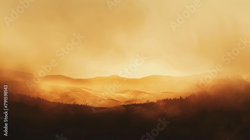 A dark golden brown gradient fills the overcast background of a light autumn sunset