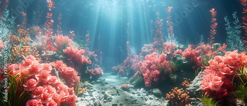 64k, 8k widescreen, wallpaper, amazing scene, Underwater Diver Explores Vibrant Coral Reef in the Tropical Sea