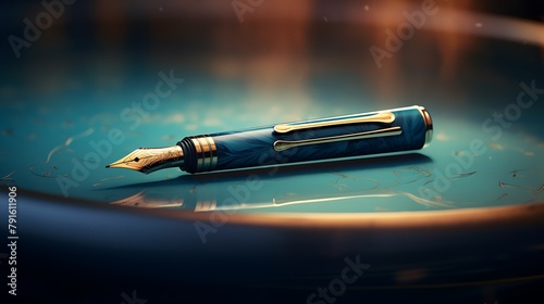 A captivating close-up of a fountain pen gracefully finalizing a high-stakes contract, evoking the intensity of executive decision-making
