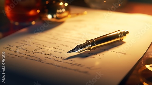 A captivating close-up of a fountain pen signing a contract, emphasizing the significance of strategic business agreements