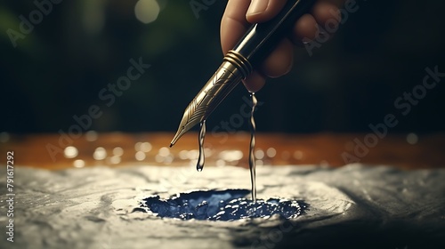A hand reaching out to grab a fountain pen, the anticipation of creativity about to be unleashed on paper
