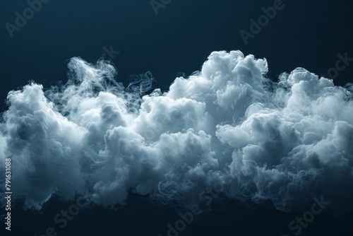The cloud is isolated on a black background. It is absent of fog, white clouds or haze. It is abstract in nature.