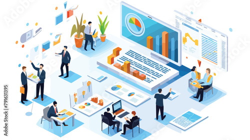 Isometric financial management consulting vector il