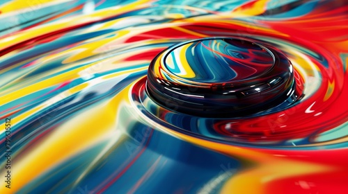 A colorful and abstract 3d representation of a hockey puck in motion AI generated illustration