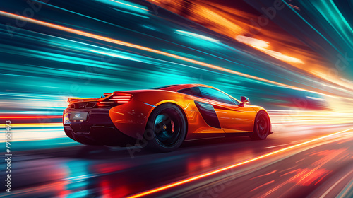 Images of exciting sports car moments Create dynamic motion effects Emphasis on the speed and agility of the vehicle.
