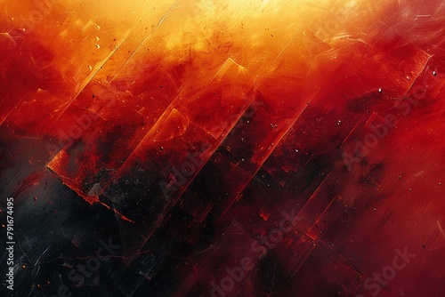 Red and orange clash in a chaotic abstract piece, defined by sharp lines and aggressive shapes that embody anger