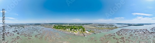 Aerial panoramic shot of Bluffton Hilton Head Island, South Carolina, USA