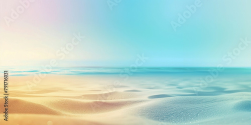 Tropical sand beach, ocean and blue sky, summer vacation holiday background
