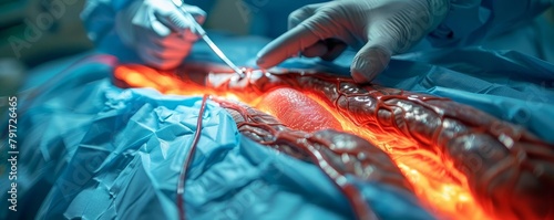 Surgical Intervention, Depict a surgeon removing fat deposits from an artery