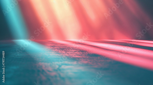 Abstract Red and Blue Light Rays on Textured Surface Illumination