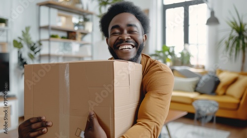 A Man Delighted with Parcel