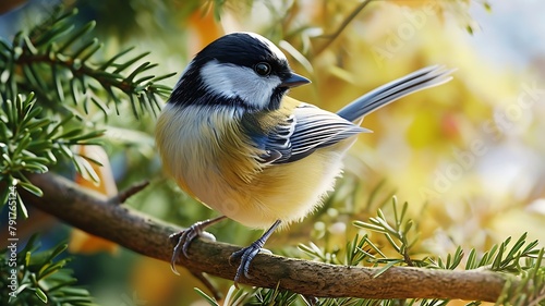 Curious Chickadee: Adorably Perched on a Twig, Eyeing Its Surroundings