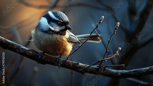 Curious Chickadee: Adorably Perched on a Twig, Eyeing Its Surroundings