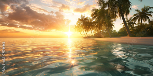 Landscape of paradise tropical island beach 