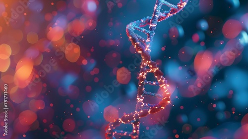 a 3D representation of a standing DNA molecule, with the iconic double helix structure prominently displayed, conveying the elegance and significance of genetic science, ideal for educational material