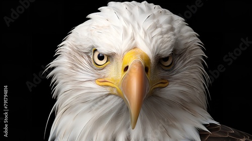 Portrait of White Bald Eagle Looking at Camera