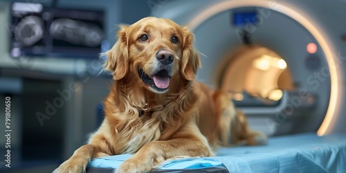 Generative AI : Veterinary and animal care. Dog having MRI scan.