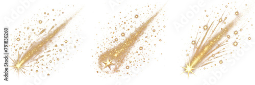 Gold comet glitter shiny sparkling, golden star