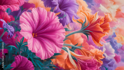 Encanto floral: la explosión de flores rosadas, rojas y anaranjadas en una brillante sinfonía estival