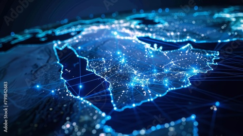 abstract network map of saudi arabia connecting middle east north africa in global data exchange concept illustration