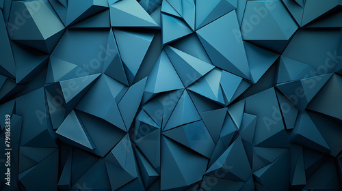 Abstract geometric wallpaper with a repeating blue triangle pattern