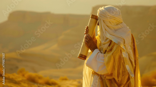 Moses with the Torah Scroll, Pesach celebration, Jewish Holiday, Passover sharing and celebrating 