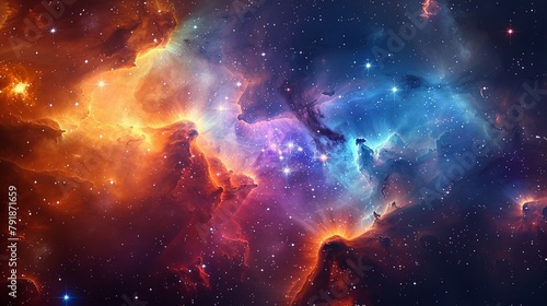 Stardust nebula, deep space colors, wide lens, vibrant for a cosmic wallpaper