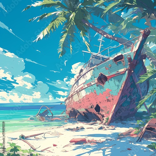 Discover the Forgotten Tale of a Dilapidated Boat Wrecked on an Enchanted Beach