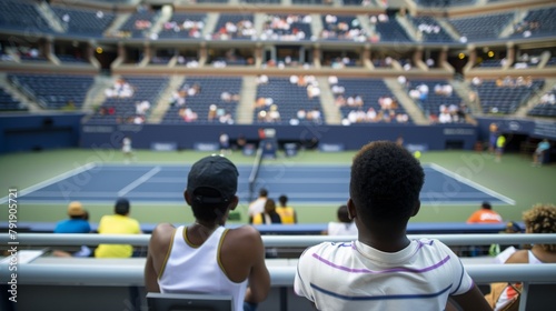 Two Young Tennis Players Watching a Tennis Match