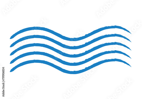 Trazado azul de pincel representando olas del mar.
