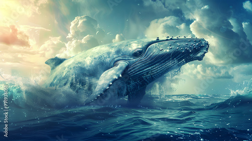 A giant whale in the ocean wildlife animal