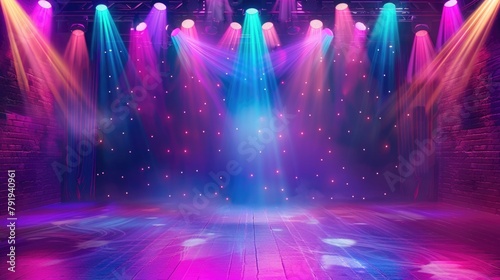 Vivid Stage Background with Theatrical Lights