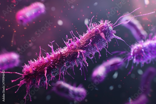 3D depiction of the backdrop of typhoid bacteria. Generative Ai