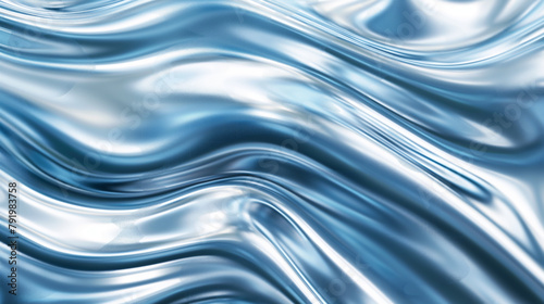 Gently blue, abstract, chrome background in the form of waves