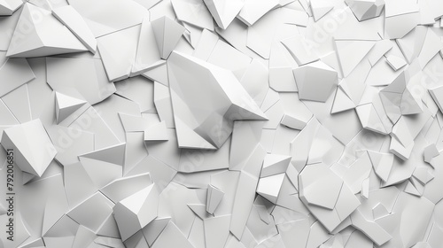 Abstract geometric pattern of white paper polygons on a white background.