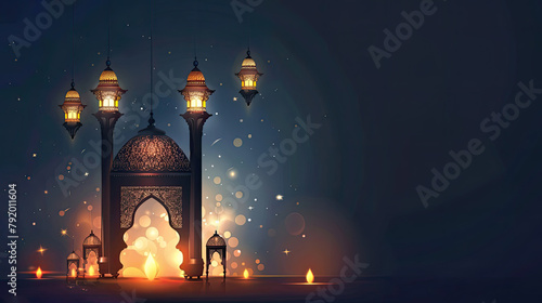 Vector Ramadan Kareem Greeting Cart with text, Eid Ul fiter, Eid Ul Adha