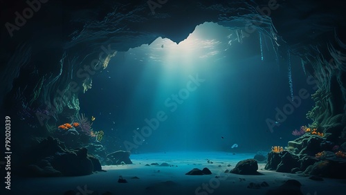 Underwater cave in the sea