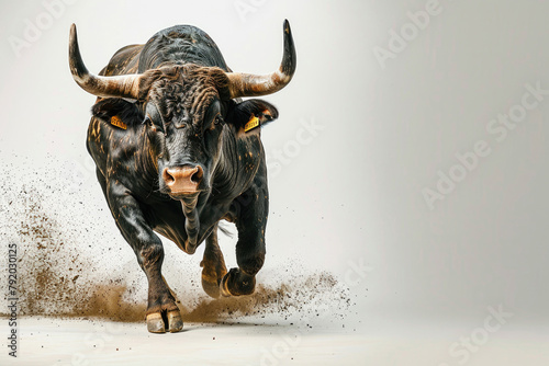 A bull charging in full speed