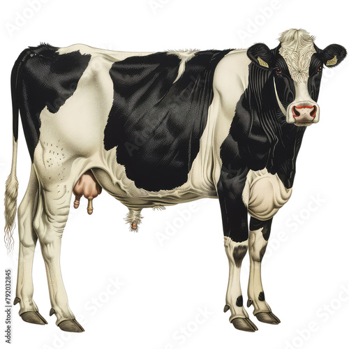Black and white cow isolated on transparent, alpha, background, Eid ul adha, Eid al adha