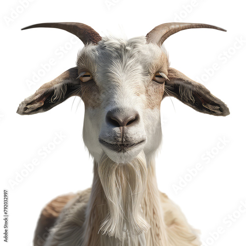 Goat with human face portrait with isolated on transparent, alpha, background, Eid ul adha, Eid al adha