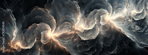 Fractal image, astraction, flowing lines, marble and stone likeness, infinite likeness. Pearlescent shades, onyx, obsidian. Ideal for backgrounds, wallpapers, or printed art, 