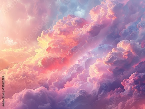 Abstract cloudscape in dreamy pastel hues