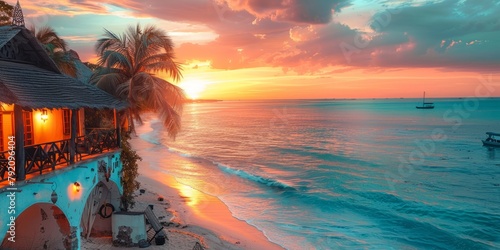Sunrise on the shore of Zanzibar